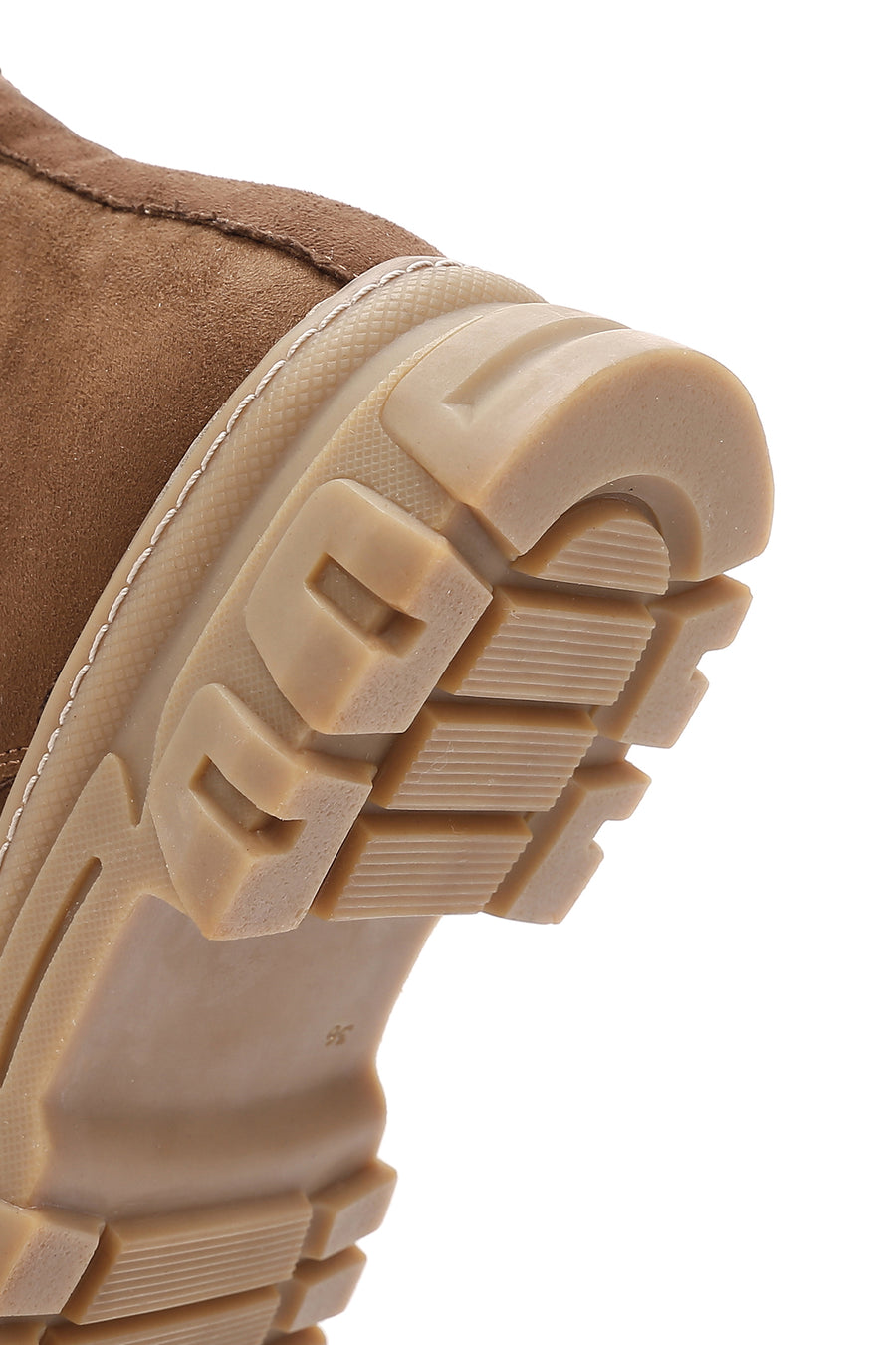 Women's Tan Suede Thick Soled Zippered Boots