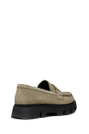 Geox Women's Mink Wild Buckle Detailed Suede Leather Masculine Loafer | Derimod