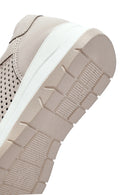 Kadın Krem Bağcıklı Kalın Tabanlı Deri Sneaker | Derimod