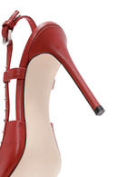 Women's Red Slingback High Thin Heel Leather Shoes | Derimod