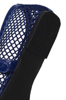 Woman Navy Mesh Ballerine Shoes | Derimod