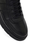 Male Black Lace-Up Leather Sneaker | Derimod