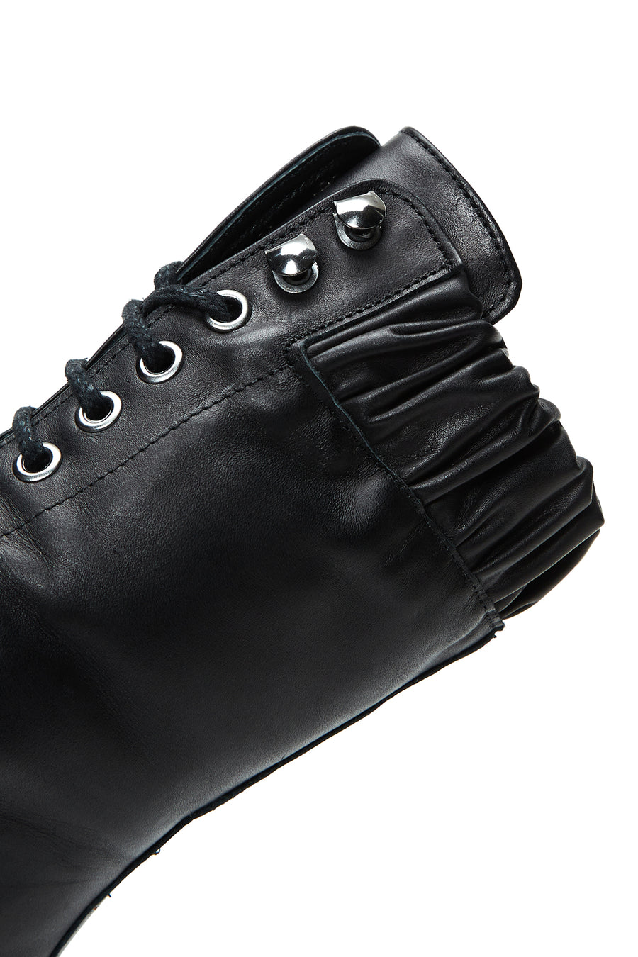 Women's Black Leather Thick Soled Boots