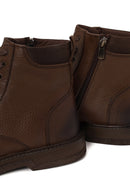 Male Brown Lace-up Zip Closure Leather Boots | Derimod