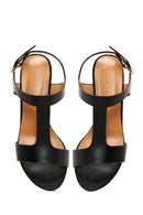 Women's Black Ankle Strap Thick Heeled Sandals | Derimod