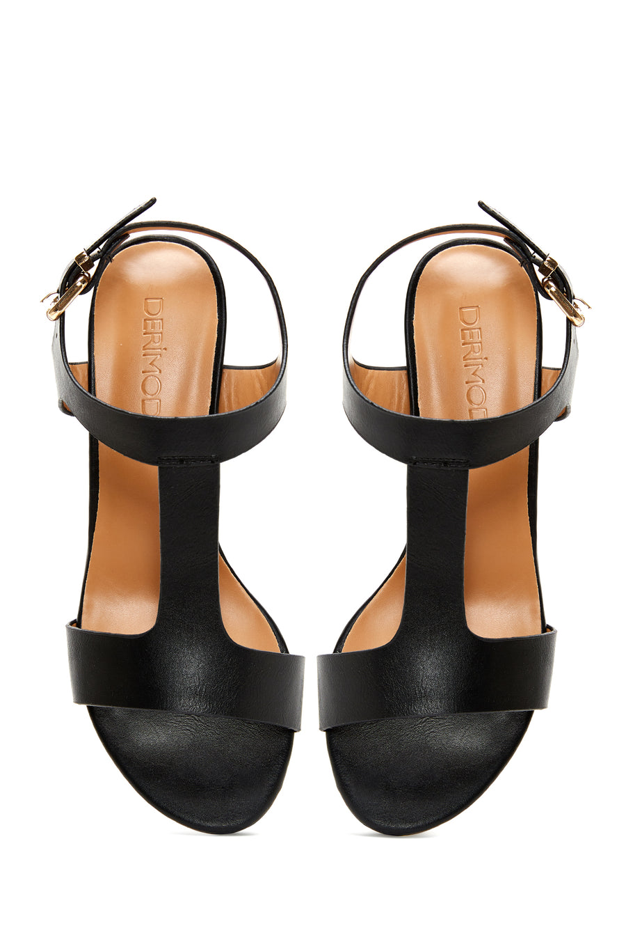 Women's Black Ankle Strap Thick Heeled Sandals