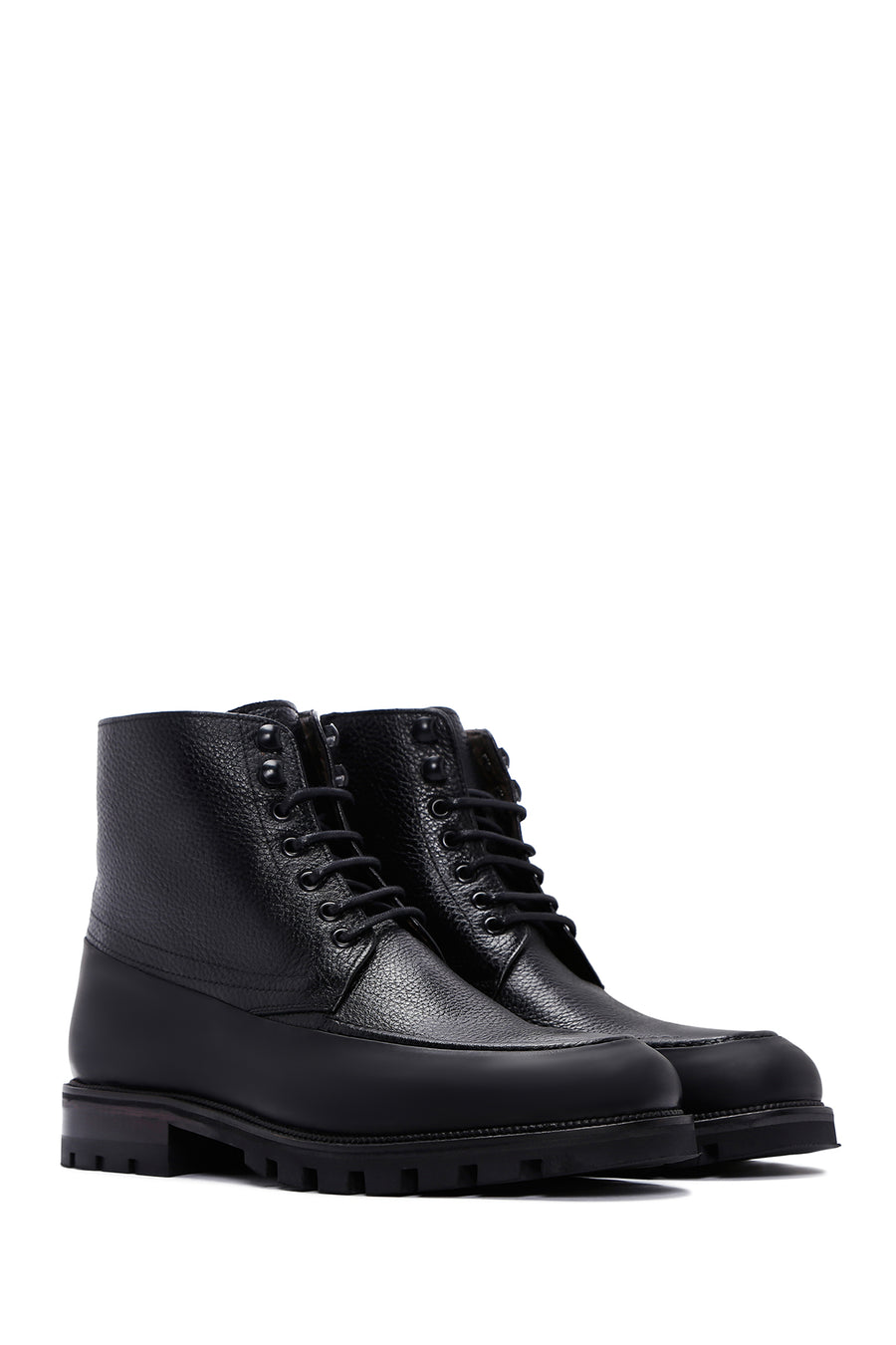 Men's Black Leather Zippered Casual Boots
