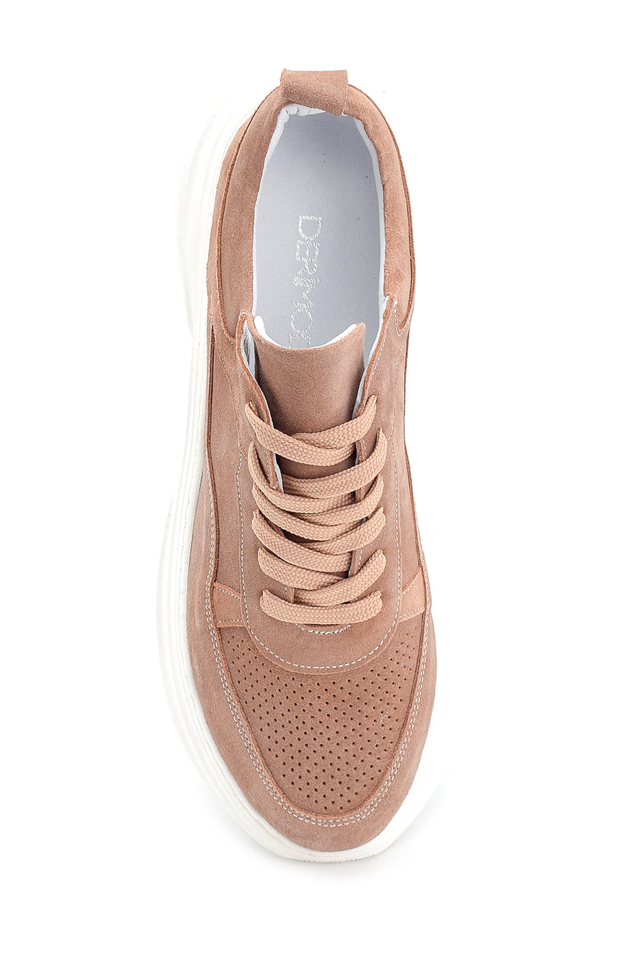 Women's Brown Suede Leather Thick Soled Sneaker