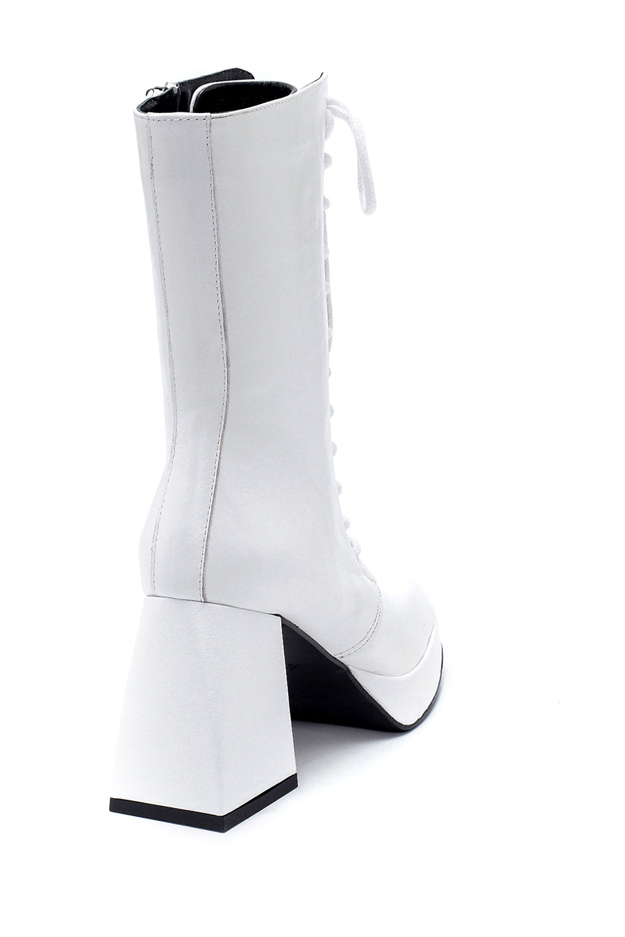 Women's Leather Lace Detailed Heeled Boots