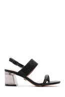Women's Black Stone Thick Heeled Sandals | Derimod