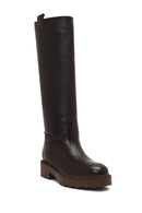 Women's Brown Thick-Soled Leather Boot | Derimod