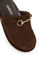 Woman Brown Suede Mule Slipper | Derimod
