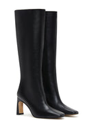 Women's Black Leather Heeled Boots | Derimod