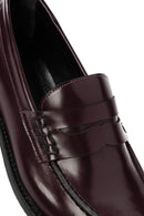 Women's Burgundy Leather Masculine Loafer | Derimod