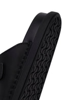 Male Black Double-Buckle Nubuck Leather Slipper | Derimod