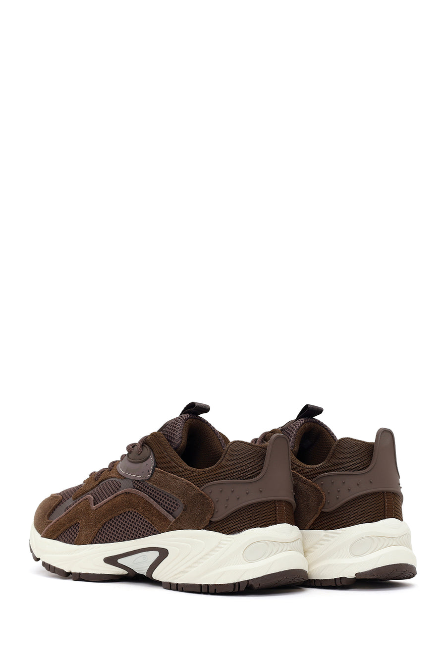 Male Brown Lace-Up Thick-Soled Leather Sneaker