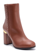 Women's Detailed Heeled Leather Boots | Derimod