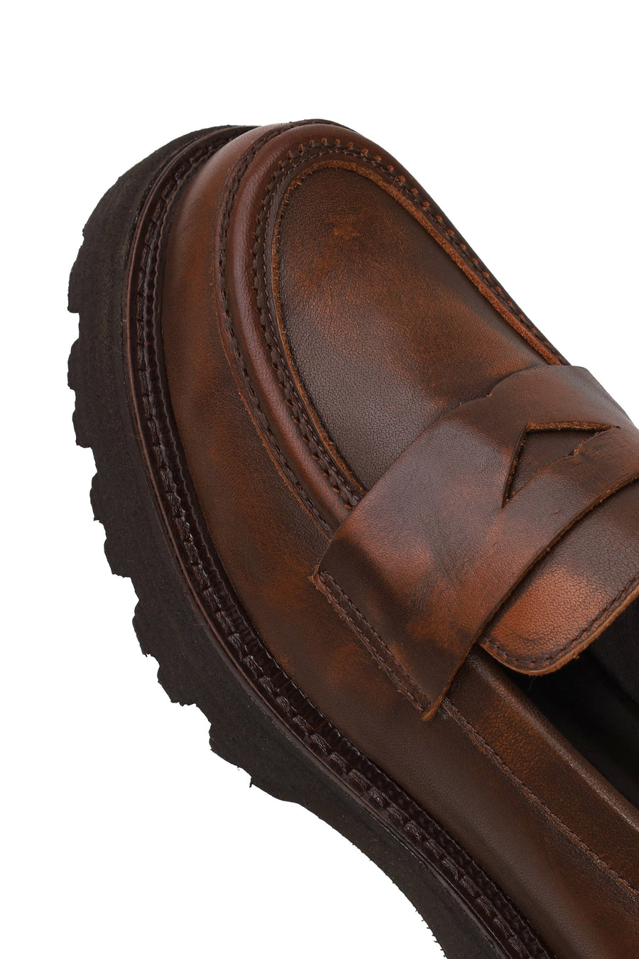 Kadın Kahverengi Kalın Tabanlı Deri Maskülen Loafer