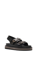 Women's Black Buckled Thick Soled Sandals | Derimod