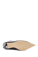 Women's Black Metal Detailed Thin High Heel Leather Boots | Derimod