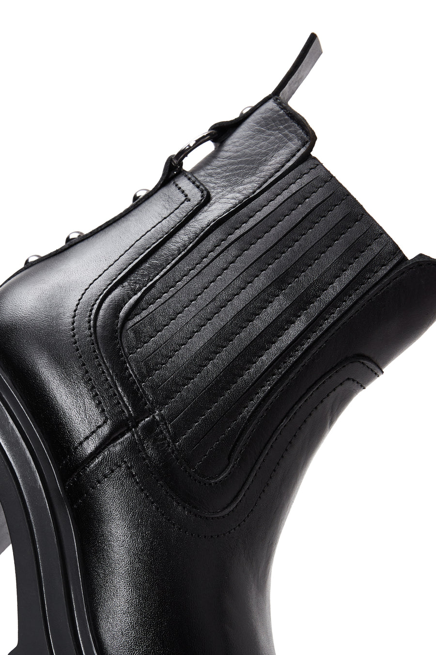 Women's Black Leather Heeled Boots