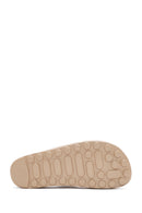 Women's Beige Double Buckled Stoned Slippers | Derimod