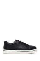 Erkek Siyah Bağcıklı Deri Sneaker | Derimod