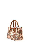 Woman Camel Long-Strap Patterned Fabric Shoulder Bag | Derimod