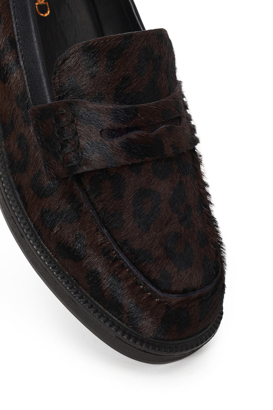 Woman Leopard Print Furry Leather Masculine Loafer