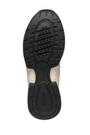Geox Women Beige D Zarvıa A - Mesh+Pearl.Gbk Lace-Up Thick Sole Leather Sneaker | Derimod