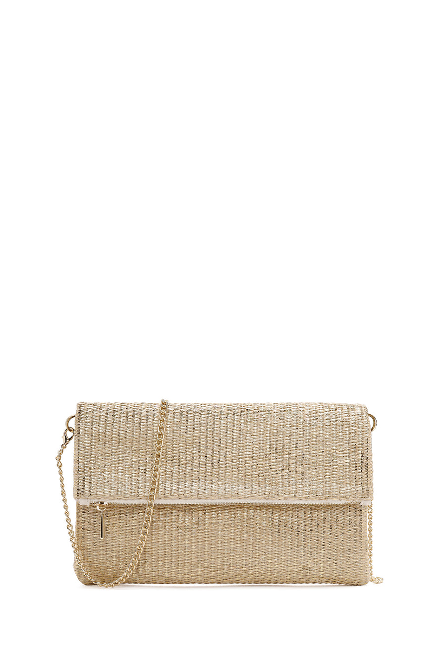 Women's Beige Chain Strap Woven Clutch Bag 26SBD2212M7 | Derimod