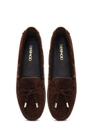 Women's Brown Tassel Suede Leather Loafer | Derimod