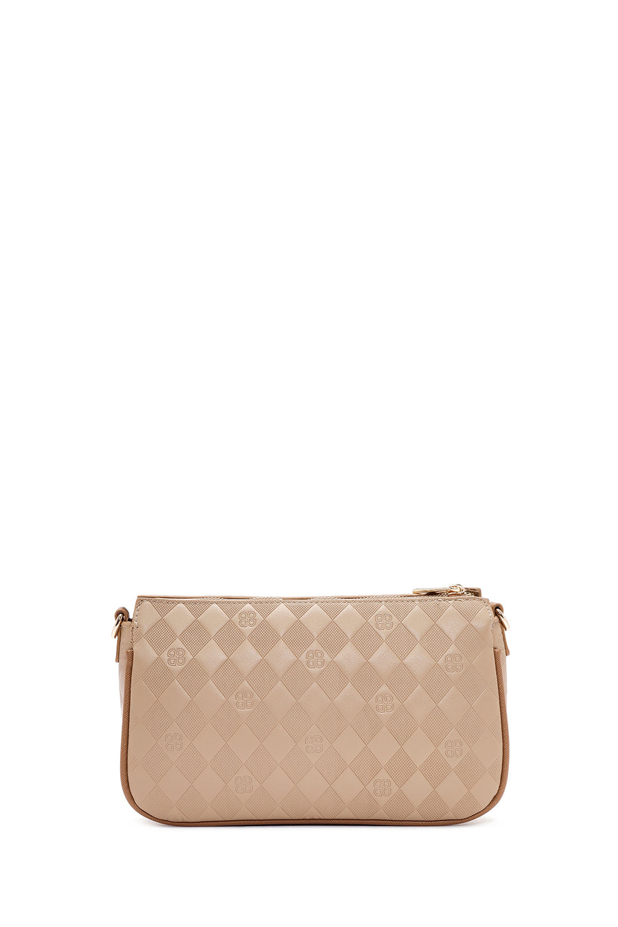 Women's Beige Long Strap Printed Crossbody Bag