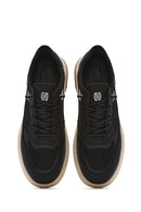Erkek Siyah Bağcıklı Deri Sneaker | Derimod