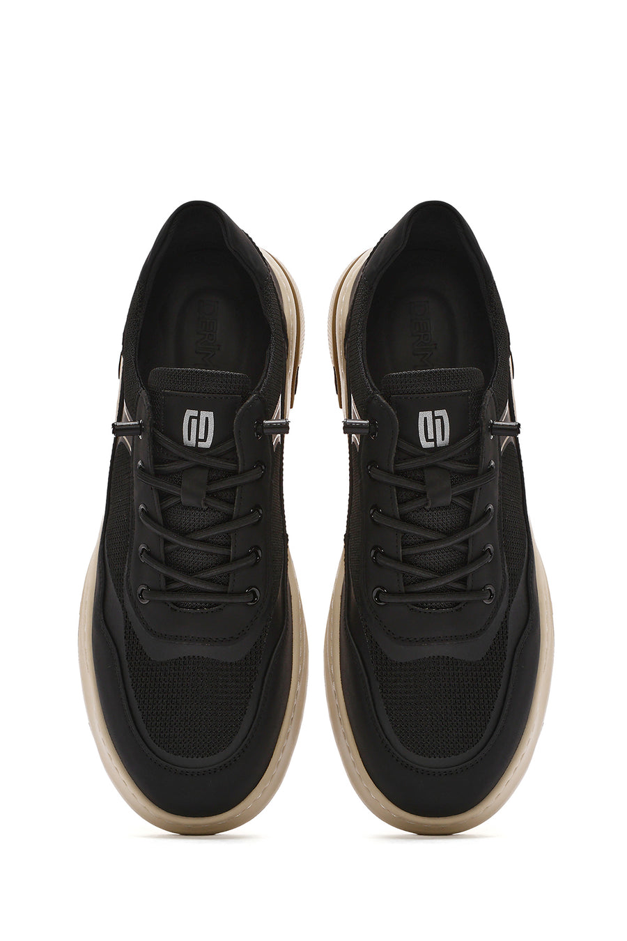 Erkek Siyah Bağcıklı Deri Sneaker
