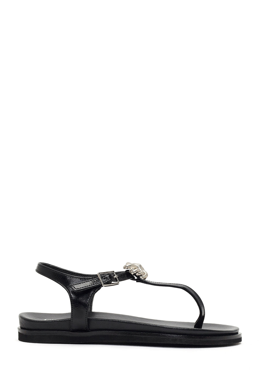 Women's Black Buckle Thong Leather Sandals 26SFD204316 | Derimod
