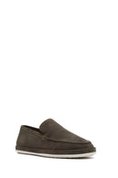 Men's Khaki Suede Leather Loafer | Derimod