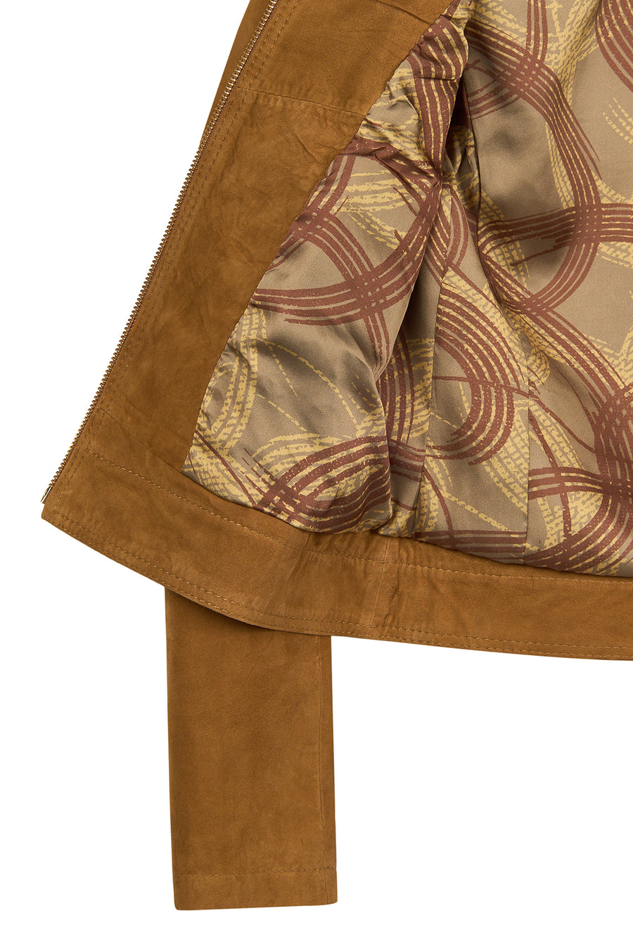 Kylie Woman Camel Mandarin Collar Short Suede Leather Jacket