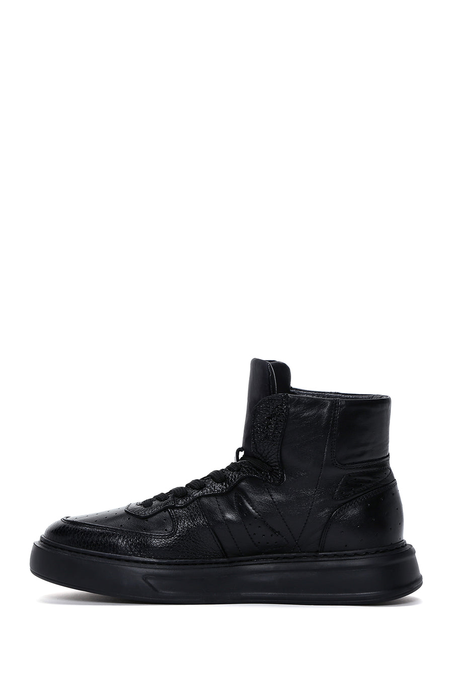 Men's Black Leather High Top Sneaker