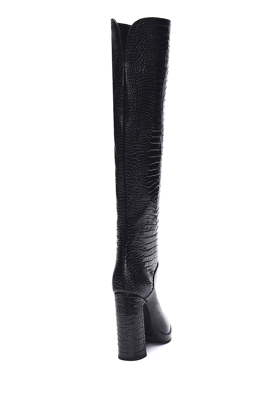 Women's Leather Crocodile Heeled Boots