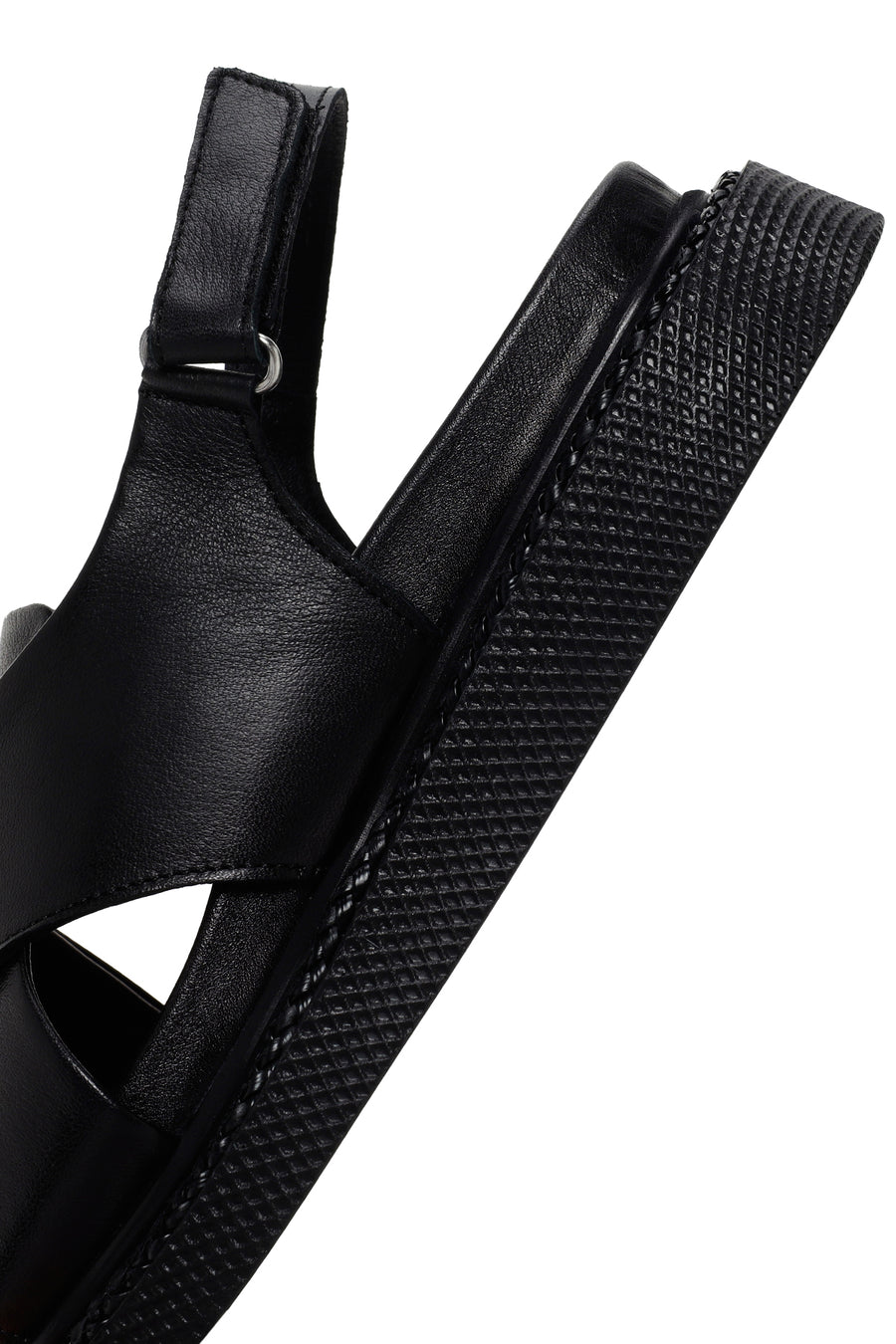 Women's Black Strappy Leather Comfort Sandals