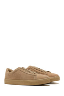 Men's Beige Leather Suede Sneaker | Derimod
