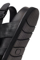 Men's Black Leather Sandals | Derimod