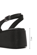 Women's Black Thick Soled Leather Comfort Sandals | Derimod