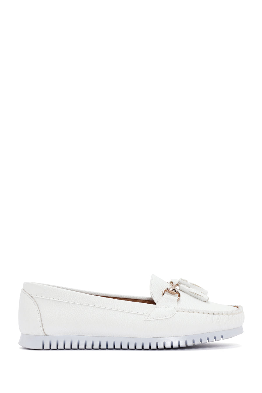 Women's White Tassel Detailed Loafer 21SFE1452FT | Derimod