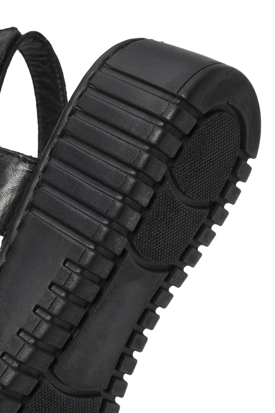 Kadın Siyah Kalın Tabanlı Deri Comfort Sandalet