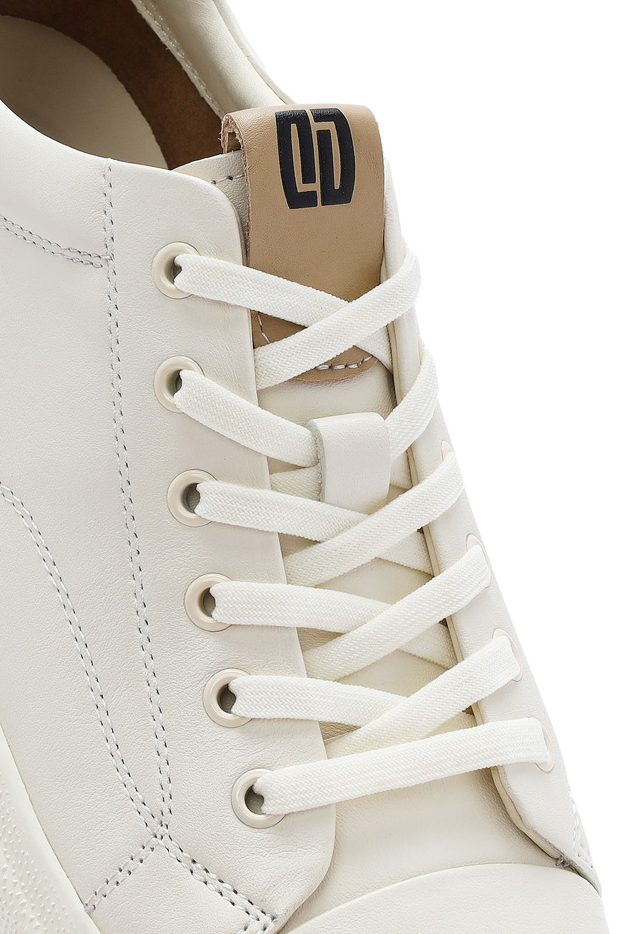 Men's White Lace-up Leather Sneaker