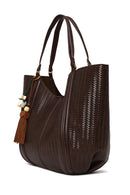 Woman Brown Accessory-Detail Printed Shoulder Bag | Derimod