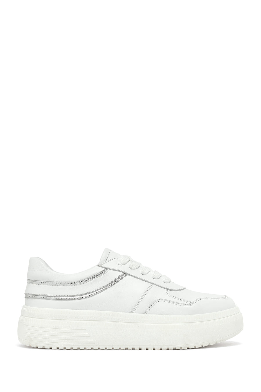 Kadın Beyaz Bağcıklı Kalın Tabanlı Deri Sneaker 25AFD510818 | Derimod