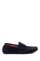 Men's Navy Blue Suede Leather Loafer | Derimod